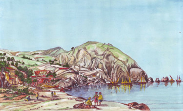 Peinture intitulée "La baie de Stora (A…" par Badr Messikh, Œuvre d'art originale, Huile