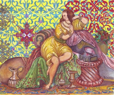 Peinture intitulée "Pensive" par Badr Messikh, Œuvre d'art originale, Huile