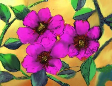 Pintura intitulada "Suaves são as Flores" por M. Esther Torinho, Obras de arte originais, Óleo