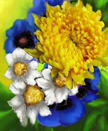 Pintura intitulada "Arranjo de flores" por M. Esther Torinho, Obras de arte originais, Óleo