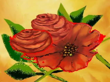 Pintura intitulada "Flores vermelhas" por M. Esther Torinho, Obras de arte originais, Óleo