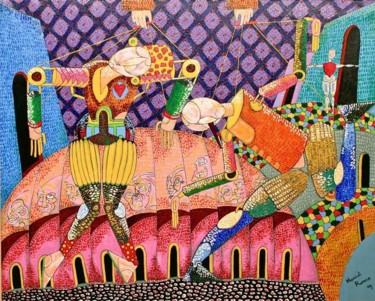 Pittura intitolato "Il burattinaio" da Ramon Hamidi, Opera d'arte originale