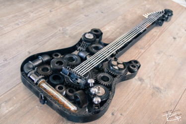 Sculpture titled "Guitare Metal Style…" by Metal Art Factory, Original Artwork, Stainless Steel