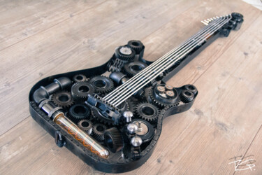 Sculptuur getiteld "Guitare Metal Style…" door Metal Art Factory, Origineel Kunstwerk, Roestvrij Staal