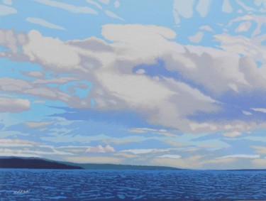 Painting titled "Clouds and River" by Malc, Original Artwork, Acrylic
