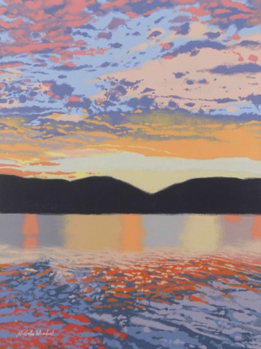 Peinture intitulée "Sunset over the hil…" par Malc, Œuvre d'art originale, Acrylique