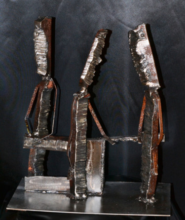 Sculpture intitulée "Les Hommes au bistr…" par Métalucubration, Œuvre d'art originale, Acier inoxydable