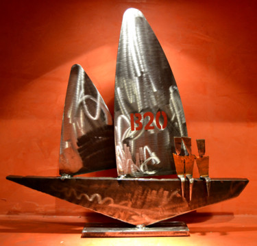 Sculpture intitulée ""Course au large "…" par Métalucubration, Œuvre d'art originale, Métaux