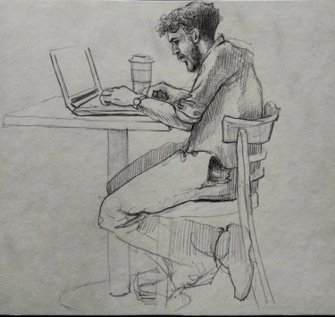 Drawing titled "People sketch" by Metin Liman, Original Artwork, Ballpoint pen