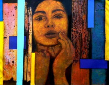 Painting titled "Thegirl-2" by Metin Sakalov, Original Artwork, Oil Mounted on Wood Stretcher frame