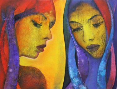 portrait ,figurative,girl face ,women face ,female face Картина под названием "portrait ,figurativ…" - Metin Sakalov, Подлинное произведение искусства, Масло Установлен на Подрамник