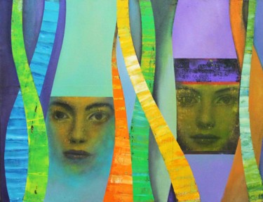 Peinture intitulée "contemporary women…" par Metin Sakalov, Œuvre d'art originale, Huile Monté sur Châssis en bois