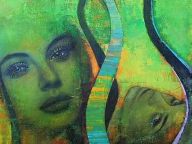 Картина под названием "beautful woman face…" - Metin Sakalov, Подлинное произведение искусства, Масло Установлен на Деревянн…