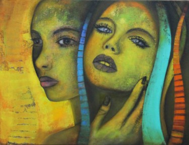 Pintura titulada "female portrait ,wo…" por Metin Sakalov, Obra de arte original, Oleo Montado en Bastidor de camilla de mad…
