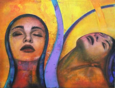 Malerei mit dem Titel "conceptual women po…" von Metin Sakalov, Original-Kunstwerk, Öl Auf Keilrahmen aus Holz montiert