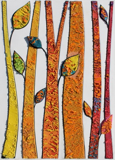 绘画 标题为“Yellow deep texture” 由Metin Sakalov, 原创艺术品, 丙烯 安装在木板上