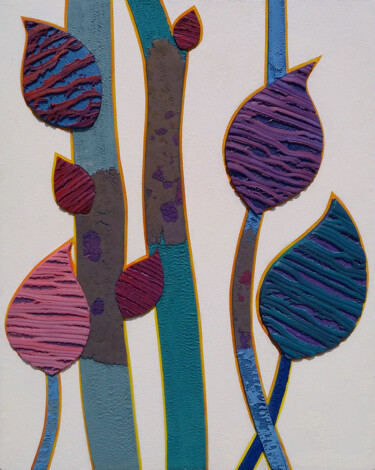Malerei mit dem Titel "Deep texture flower…" von Metin Sakalov, Original-Kunstwerk, Öl Auf Keilrahmen aus Holz montiert