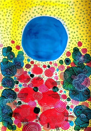 Peinture intitulée "Hello spring No.3" par Metka Gelt, Œuvre d'art originale, Encre