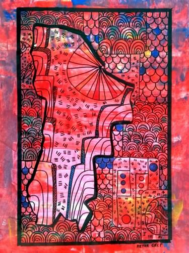 Картина под названием "Red landscape" - Metka Gelt, Подлинное произведение искусства, Акрил