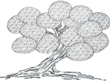 Dessin intitulée "Little tree" par Metka Gelt, Œuvre d'art originale, Stylo à bille