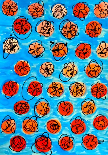"Sea roses" başlıklı Tablo Metka Gelt tarafından, Orijinal sanat, Mürekkep