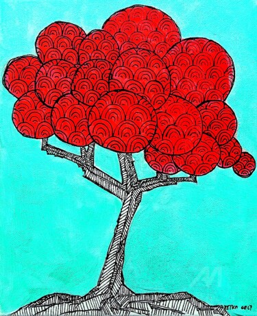 Pintura titulada "Little tree no.1" por Metka Gelt, Obra de arte original, Acrílico