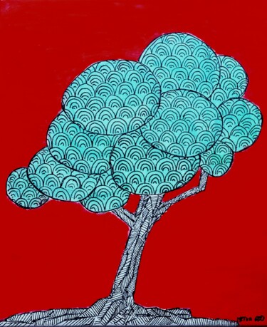 Painting titled "Little tree no. 2" by Metka Gelt, Original Artwork, Acrylic