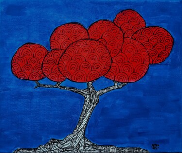 Painting titled "Little tree no. 3" by Metka Gelt, Original Artwork, Acrylic