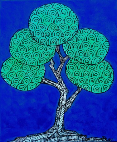 Картина под названием "Little tree no. 5" - Metka Gelt, Подлинное произведение искусства, Акрил
