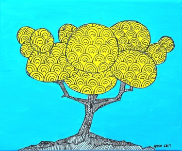Картина под названием "Little tree no. 6" - Metka Gelt, Подлинное произведение искусства, Акрил