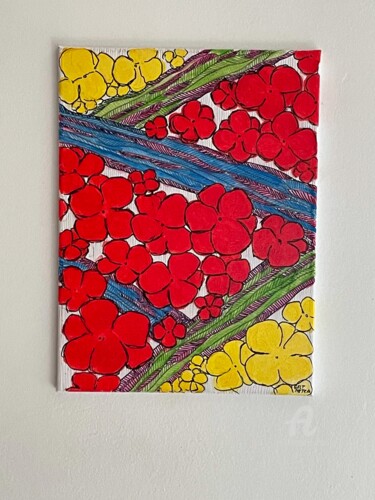 Картина под названием "Flowers in the water" - Metka Gelt, Подлинное произведение искусства, Акрил