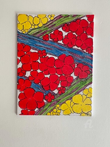 Schilderij getiteld "Flowers in the water" door Metka Gelt, Origineel Kunstwerk, Acryl