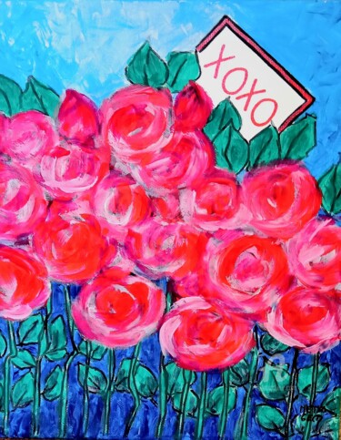 Peinture intitulée "xoxo" par Metka Gelt, Œuvre d'art originale, Acrylique