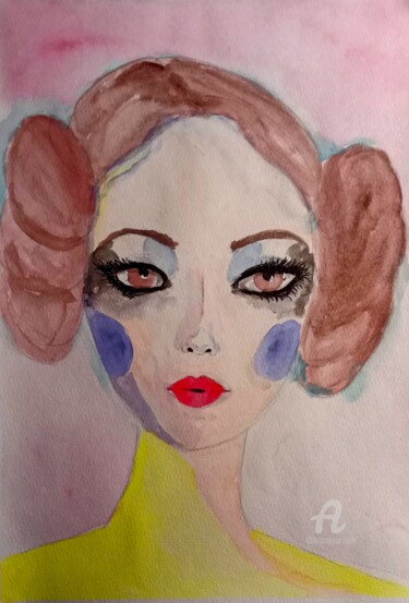 Pintura intitulada "Princess" por Metka Gelt, Obras de arte originais, Aquarela