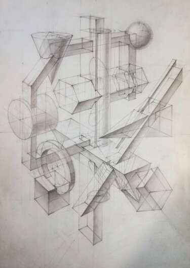 Drawing titled "Abstract Geometric…" by Andrew Metto, Original Artwork, Pencil
