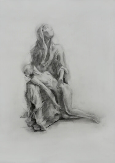 Drawing titled "Pieta" by Andrew Metto, Original Artwork, Pencil