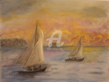 Рисунок под названием "Sail 2014" - Mary Vaux Hansen, Подлинное произведение искусства, Пастель