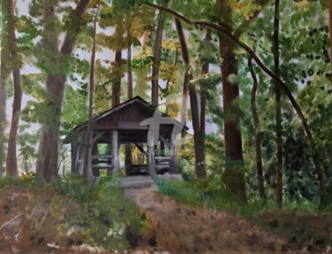 Картина под названием "Woodland Shelter" - Mary Vaux Hansen, Подлинное произведение искусства, Другой