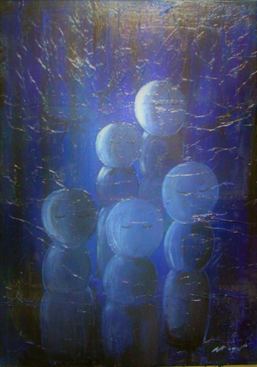 Peinture intitulée "Tombe la nuit" par Jean-Claude Meyer, Œuvre d'art originale