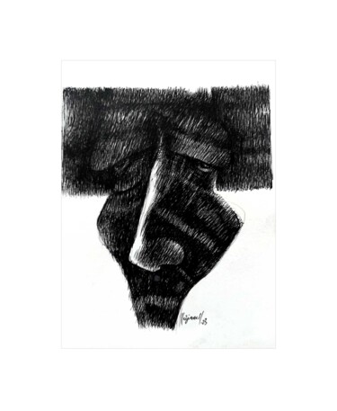 Dessin intitulée "Le côté gauche 87" par Meziane Boussaid, Œuvre d'art originale, Stylo à bille