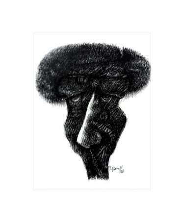 Drawing titled "Le côté gauche 88" by Meziane Boussaid, Original Artwork, Ballpoint pen