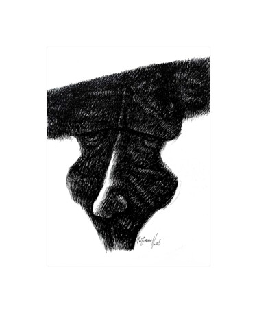 Dessin intitulée "Le côté gauche 90" par Meziane Boussaid, Œuvre d'art originale, Stylo à bille