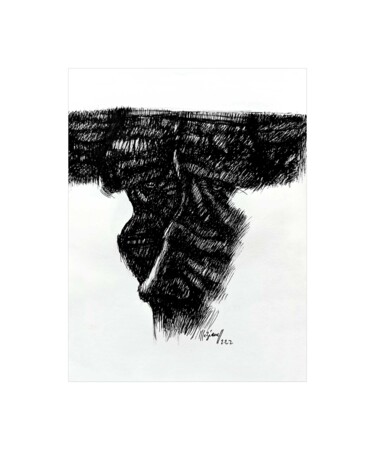 Dessin intitulée "Le côté gauche 62" par Meziane Boussaid, Œuvre d'art originale, Stylo à bille