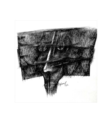 Dessin intitulée "Le côté gauche 68" par Meziane Boussaid, Œuvre d'art originale, Stylo à bille