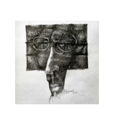 Drawing titled "Le côté gauche 76" by Meziane Boussaid, Original Artwork, Ballpoint pen