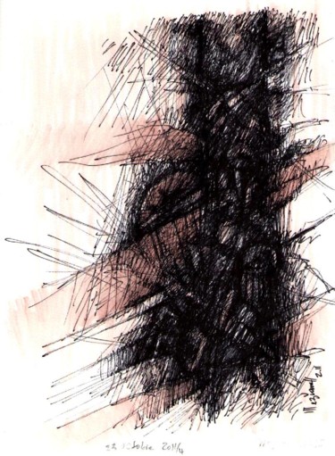 Drawing titled "Idée noire 27" by Meziane Boussaid, Original Artwork, Ink