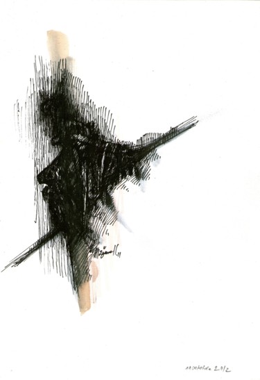 Drawing titled "Idée noire 25" by Meziane Boussaid, Original Artwork, Ink