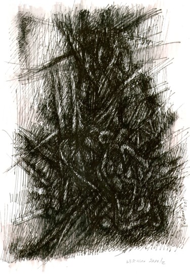 Drawing titled "Idée noire 15" by Meziane Boussaid, Original Artwork, Ink