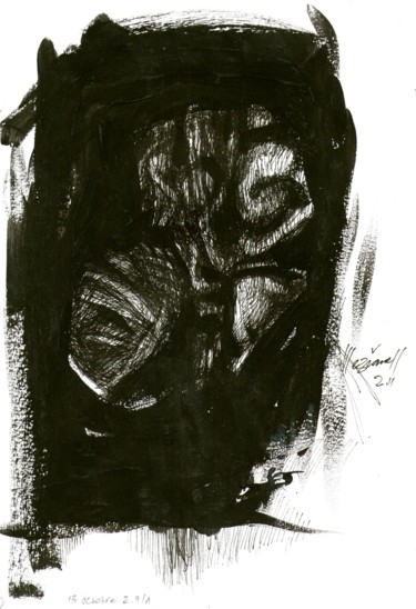 Drawing titled "Idée noire 12" by Meziane Boussaid, Original Artwork, Ink