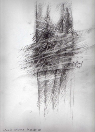 Disegno intitolato "Azzerb b wusan (la…" da Meziane Boussaid, Opera d'arte originale, Matita